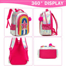 Axyaa Rainbow Girls Backpack Set: School, Travel, Laptop, Lunch Box, Pencil Case