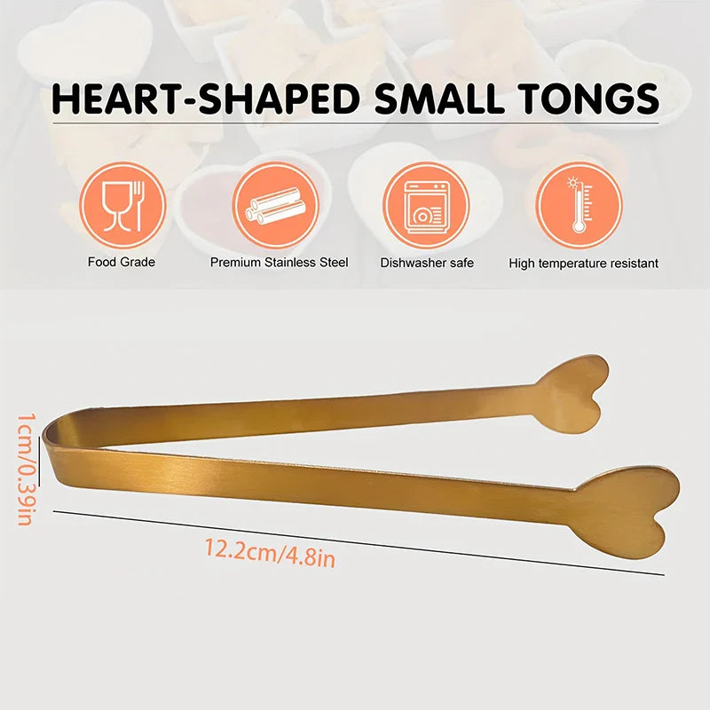 Axyaa Stainless Steel Heart Ice Clip - Coffee Shop & Home Snack Cube Clip