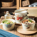 Axyaa Hand-Painted Ramen Bowl - Large Double Ear Soup Dumpling Noodle Bowl