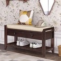 Axyaa Entry Shoe Bench with Cushioned Seat, 2 Drawers & Slatted Shelf
