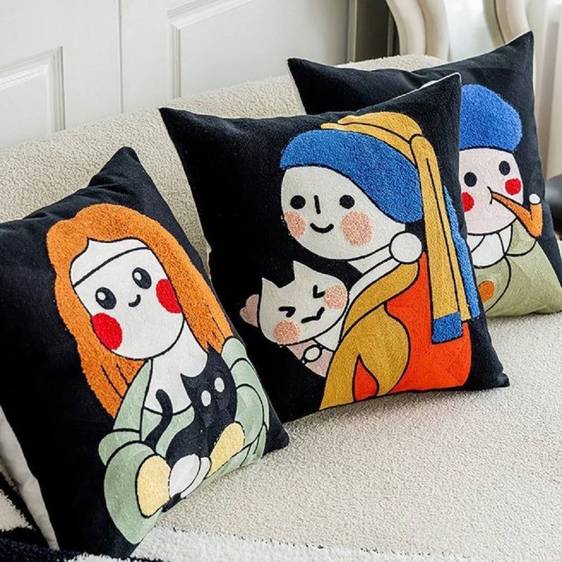 Embroidered Pearl Mona Lisa Pillowcases - Axyaa Brand