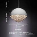 Axyaa Luxury Crystal Chandelier Black White LED Round Light for Living Dining Room