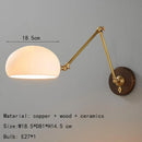 Axyaa Gold Brass Wall Light With Wood Sconce, E27 Bulb, White Ceramics