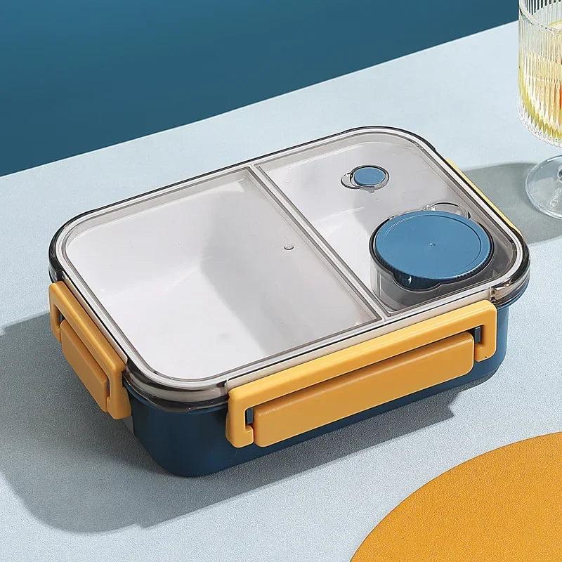 Axyaa 850ml Leakproof Bento Lunch Box with Sauce Box - Portable & Microwavable