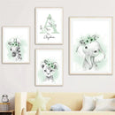 Axyaa Animal Lion Koala Green Wall Poster Nursery Art Prints Canvas Painting