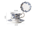 Axyaa Porcelain Flower Mugs with Golden Edge - Classic Tea Cup and Saucer
