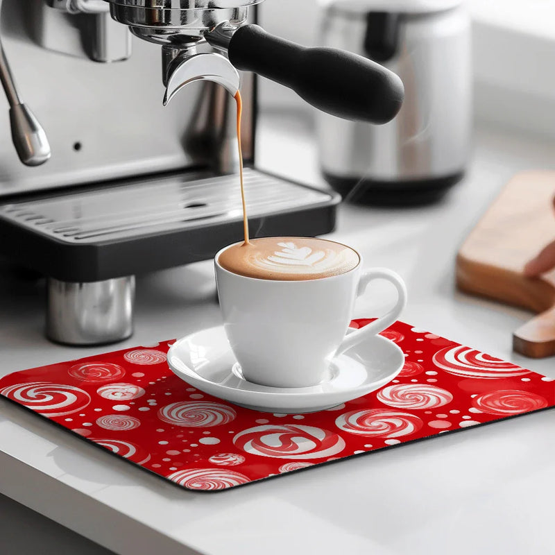 Axyaa Christmas Candy Dots Absorbent Mat - Antiskid Quick Dry Kitchen & Bathroom Drain Pad