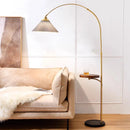 Axyaa Chairside Floor Lamp with Tray - USB, Wireless Charging, LED Bulb, Beige Shade
