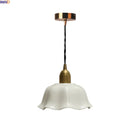 Axyaa Ceramic Flower LED Pendant Lights Gold Vintage Brass Hanging Lamp