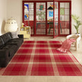 Axyaa Plaid Pattern Red Rug for Bedroom & Living Room, Washable & Anti-slip Floor Mat