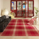 Axyaa Plaid Pattern Red Rug for Bedroom & Living Room, Washable & Anti-slip Floor Mat