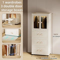 Axyaa Multi-Tier Storage Cabinet, Heavy-Duty Organizer with Rollers, Single/Double Door Design
