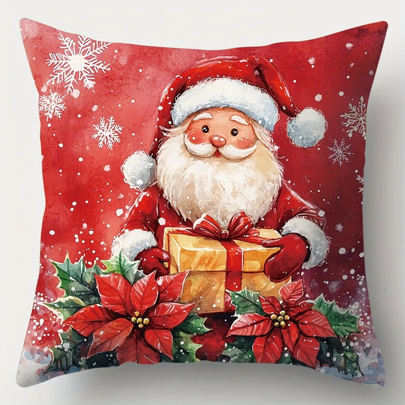 Axyaa Christmas Pillowcase - Red Santa Claus Snowman Sofa Cover - Home Decor Gift