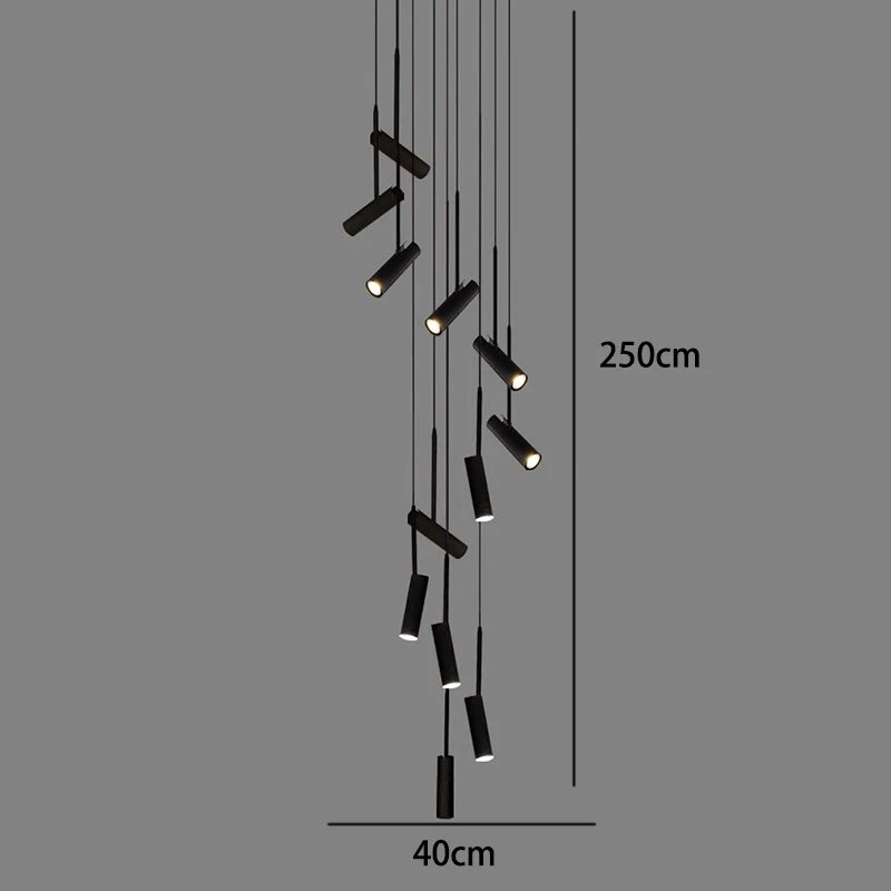 Axyaa Staircase Chandeliers Hanging Light Modern LED Pendant Lamps Indoor Living Room Lighting