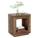 Rustic Wood 2-Tier End Table with Storage Shelf, Industrial Square Side Table by Axyaa
