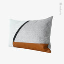 Axyaa Geometric Stitching Waist Pillow in Flannel and Leather - Nordic Minimalist Design