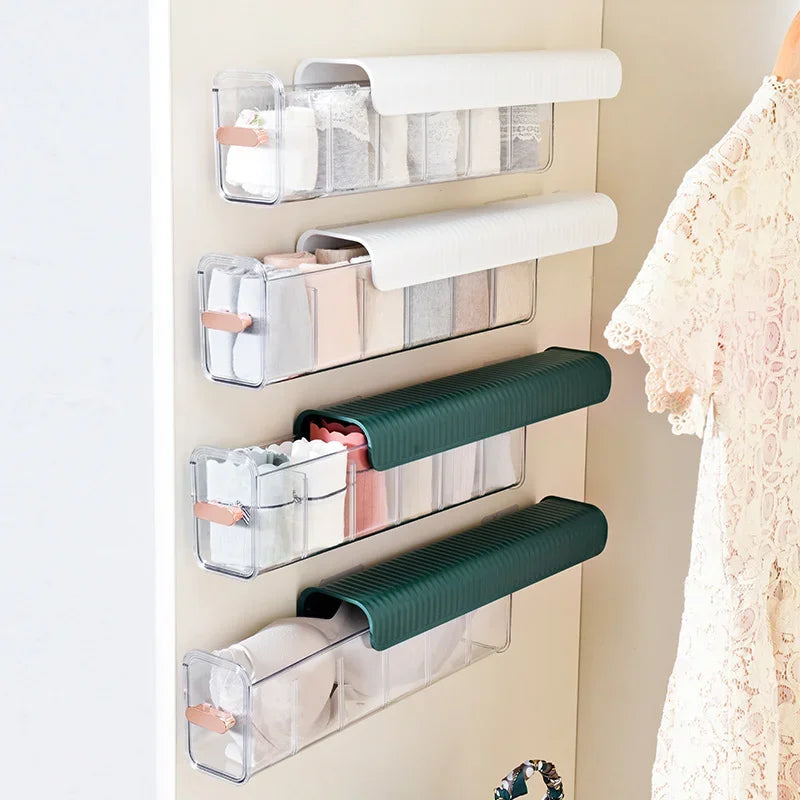 Axyaa Wall-mounted Underwear Sock Storage Box: Space-saving Large Compartment Case