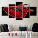 Red Guitar Canvas Wall Art by Axyaa - HD Print for Living Room Decor