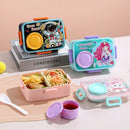 Axyaa Cartoon Lunch Box Set - Leak-Proof Kids Bento with Spoon, Sauce Box