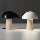 Nordic Design Wood Grain Resin Base Mushroom Table Lamp by Axyaa