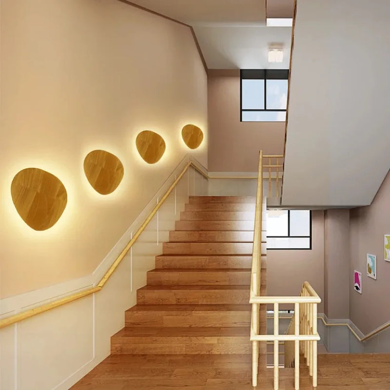 Axyaa Circular Wooden LED Wall Lamp for Bedroom Living Room Decor.