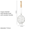 Axyaa Stainless Steel Slotted Colander Spoon with Wood Handle - Kitchen Strainer Filter Scoop