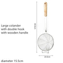 Axyaa Stainless Steel Slotted Colander Spoon with Wood Handle - Kitchen Strainer Filter Scoop