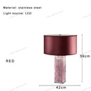 Axyaa Stainless Steel Table Lamp, Italian Luxury Design, Red Fabric Lampshade