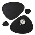 Axyaa Faux Leather Placemats & Coasters Set, Black, Pack of 2 Oval Round Triangle