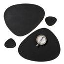 Axyaa Faux Leather Placemats & Coasters Set, Black, Pack of 2 Oval Round Triangle