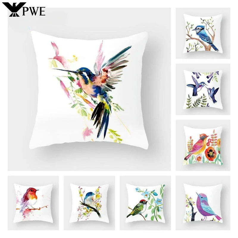 Axyaa Bird Flower Pillow Case 45*45cm Home Decoration Pillowcase