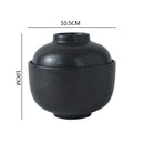 Axyaa Ceramic Soup & Dessert Bowl with Lid - Creative Pattern, Thick & Durable