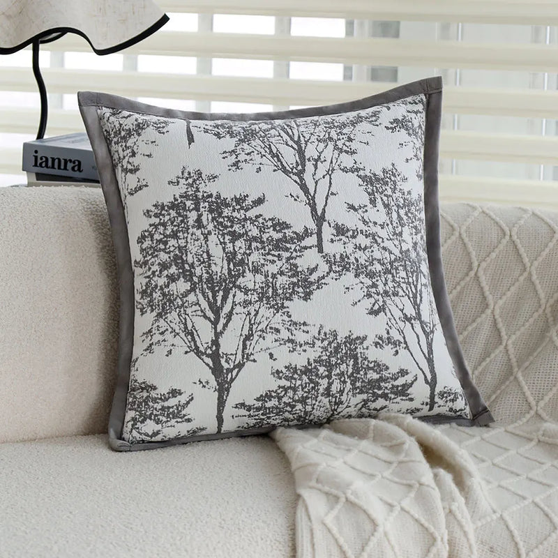 Axyaa Soft Jacquard Gray Pillow Cover 45x45 Nordic Style Cozy Decor Case