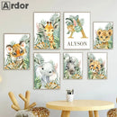 Safari Animal Custom Name Wall Art Prints by Axyaa for Kids Room Decor
