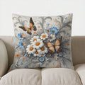 Axyaa Floral & Butterfly Patterned Cushion Cover for Sofa Bedroom Car Pillow