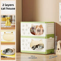 Axyaa Cat House Storage Cabinet, Foldable, 1-3 Tier - Yellow/Green