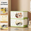 Axyaa Cat House Storage Cabinet, Foldable, 1-3 Tier - Yellow/Green