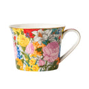Axyaa Camellia Flower Fine Bone Coffee Cup with Lid - Colorful Floral Mug