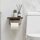Axyaa Wall-Mounted Black Walnut Bathroom Towel and Toilet Paper Organizer