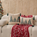 Axyaa Christmas Tree Embroidered Throw Pillowcase for Holiday Living Room Decor