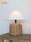 Axyaa Rattan Weave Table Lamp LED E27 Minimalist Zen Art Desk Light