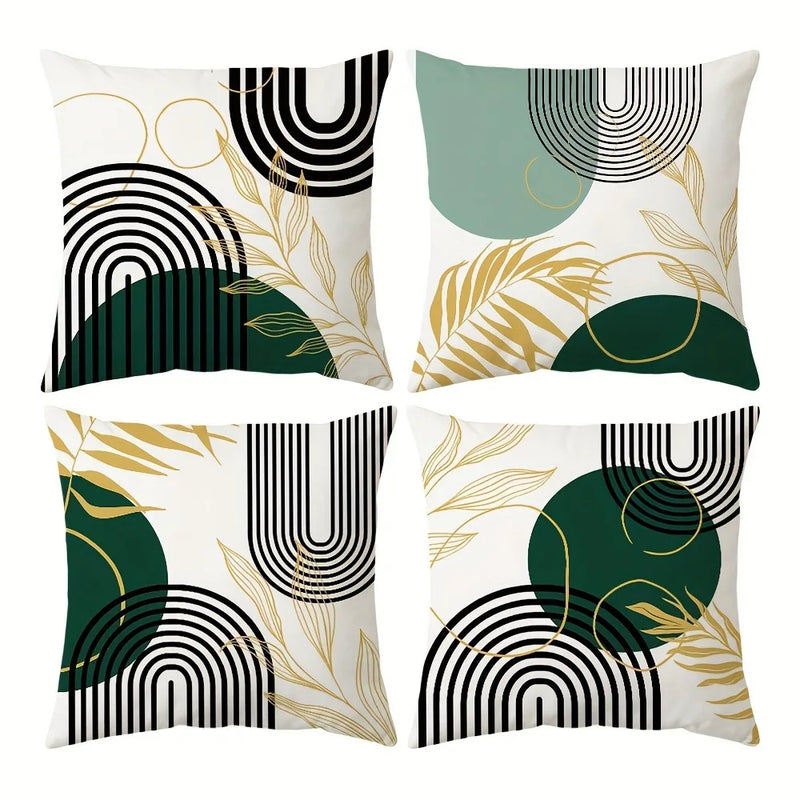 Axyaa Geometric Leaf Pattern Pillowcase for Living Room Sofa and Bedroom Décor