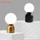 Axyaa Black Iron Glass Ball Table Lamps - Nordic Bedroom Lighting