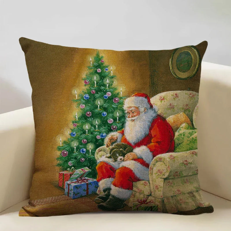 Axyaa Christmas Tree Santa Claus Cushion Cover 45x45cm