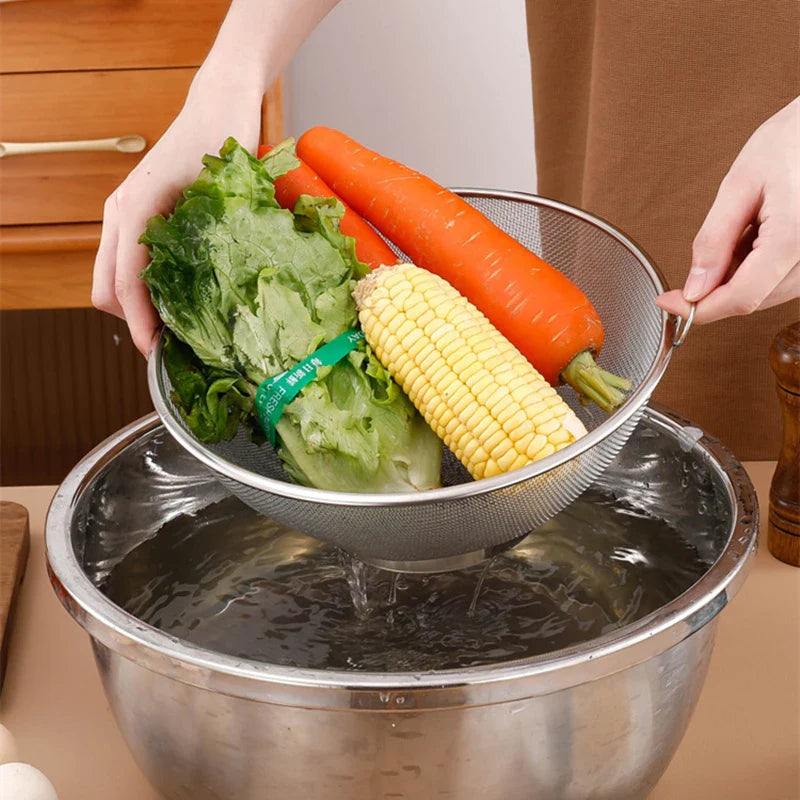 Axyaa Stainless Steel Flour Sieve Colander Basket Kitchen Strainer