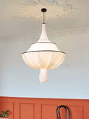 Axyaa Nordic LED Fabric Chandelier Vintage White Cloth Chandelier