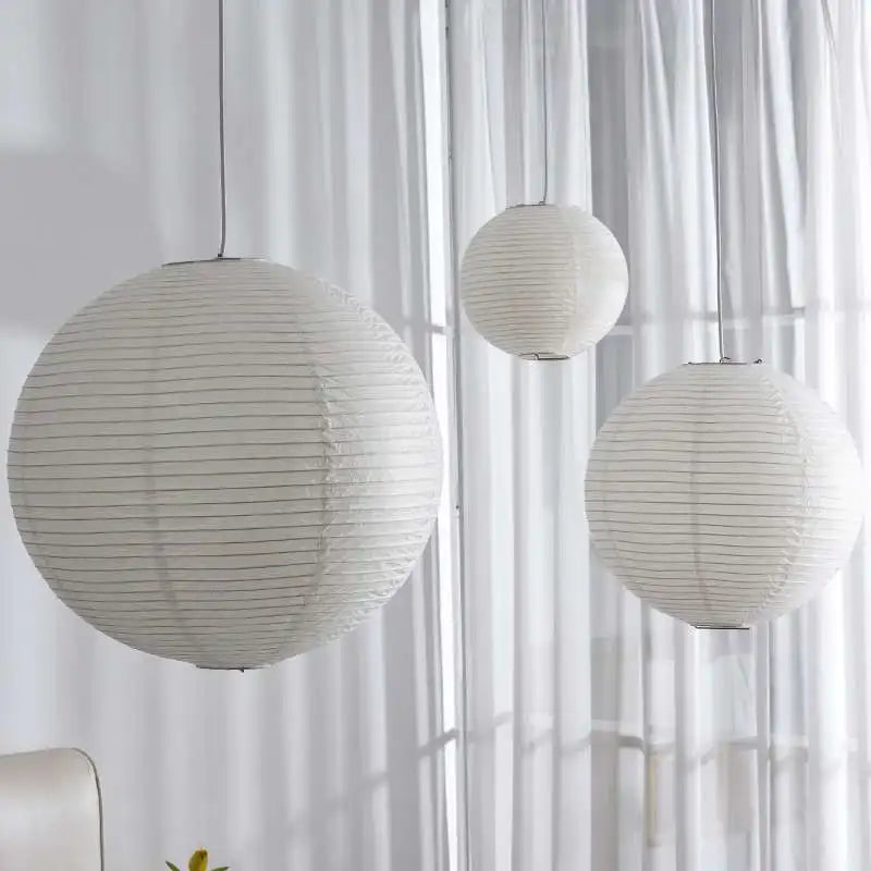 Axyaa Nordic Rice Paper LED Pendant Light - Minimalist E27 Hanging Lamp