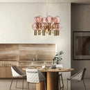 Axyaa Pink Glass Pendant Light: Modern LED Lamp for Luxurious Living Room Setting