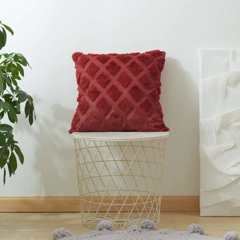 Plush White Cushion Cover Set by Axyaa - Diamond Home Decor - 30x50cm & 45x45cm