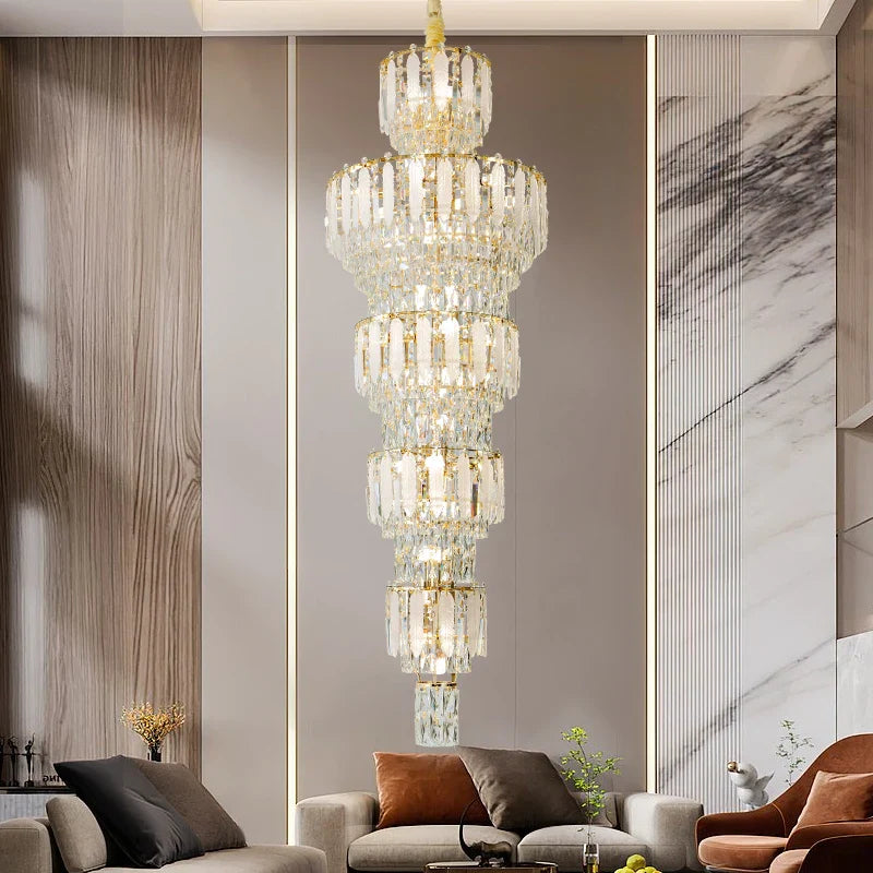 Axyaa Crystal Staircase Chandelier | Elegant European Style for Luxurious Living